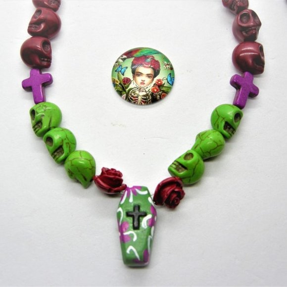 Day of the Dead,,Day of the Dead Gifts,Coffin Necklace,Sugar Skull Jewelry - Picture 1 of 3